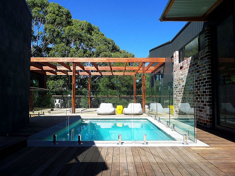 Stylish central open courtyard with a pool and terrace