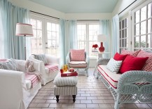 Stylish-sunroom-with-modern-beach-style-in-white-and-red-217x155