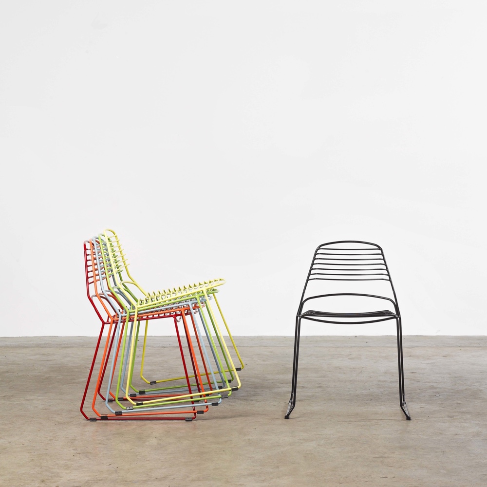 Designed by Justin Hutchinson, the Jak Chair is a wiry and flirty seat about town.