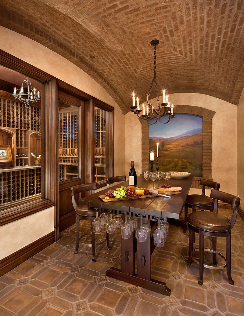 Tasting table allows you to hold some additional glasses [Design: Spectrum Interior Design / Photography: Bernard Andre]