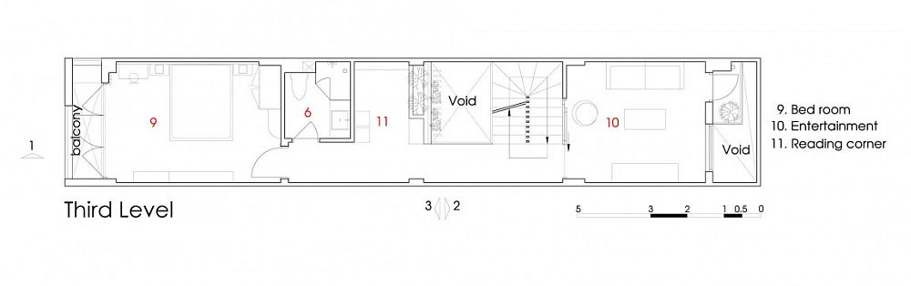 Third level floor plan of Ho Chi Minh City residence