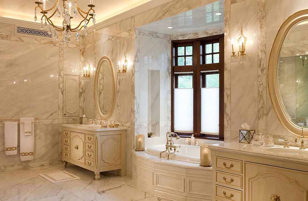 Traditional bathroom design for a lavish ranch house