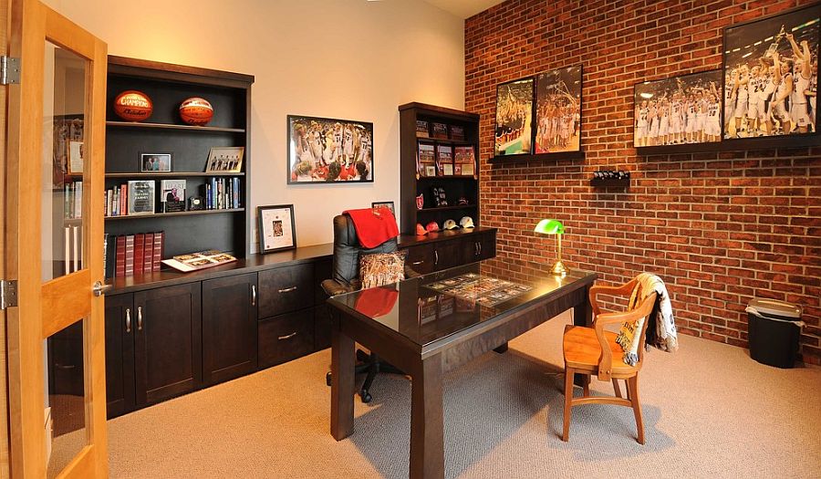 Turn the lone brick wall in your home office into a gorgeous gallery wall [From: Mullet Cabinet]