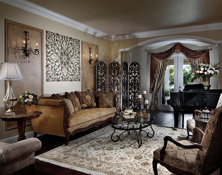 Victorian meet Mediterranean inside this lovely living room in Miami