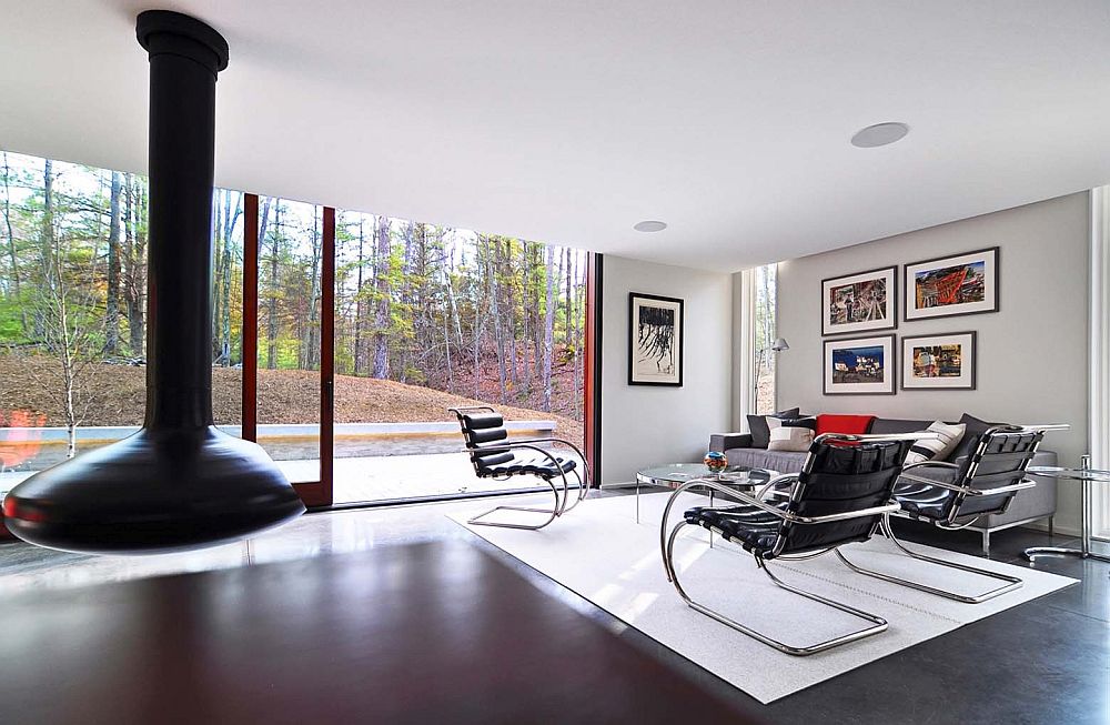 View of the dense vegetation outside from the open living area