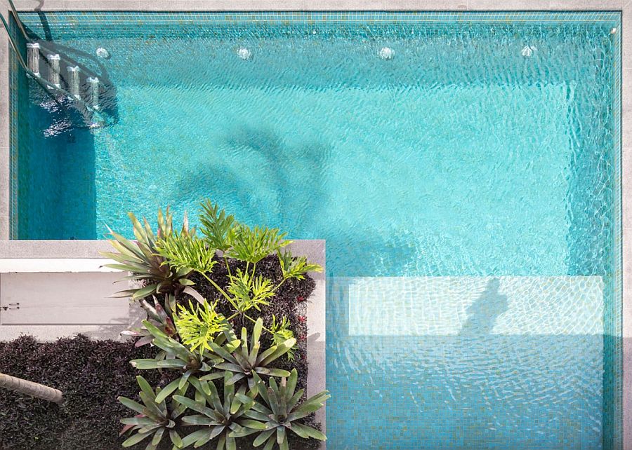 View of the pool and courtyard from the top