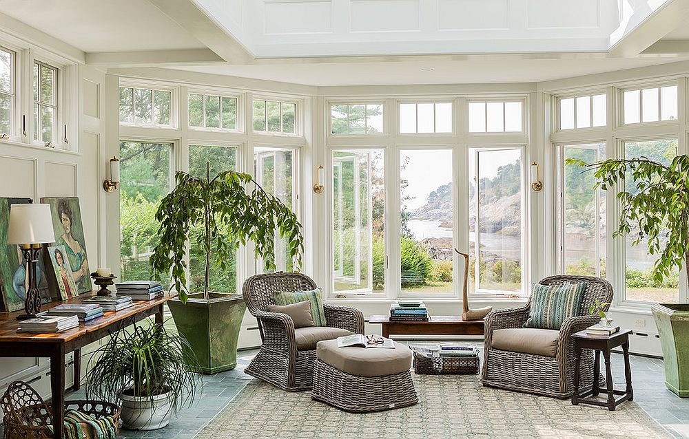 View outside steals the show in this beautiful sunroom [Design: Carpenter & MacNeille / Michael J. Lee Photography]