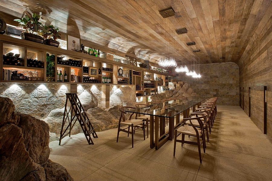 Wine cellar and a more expansive tasting room [Design: Eduarda Correa Arquitetura & Interiores]