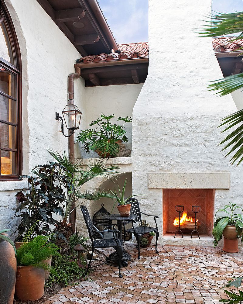 How To Decorate A Stylish Outdoor, Spanish Chimney Fire Pit