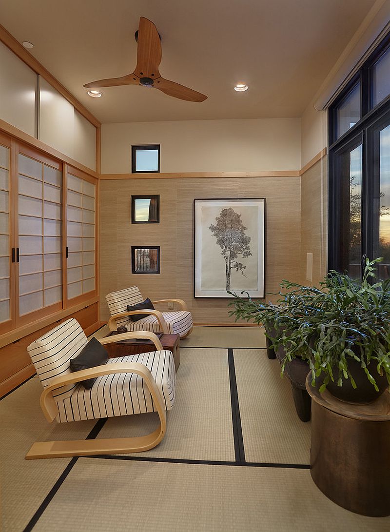 Zen-styled sunroom design with natural elements [Design: Dove Mountain Homes]