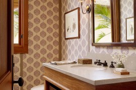 Another beuatiful tropical bathroom where wallpaper sets the mood 270x180 Hot Summer Trend: 25 Dashing Powder Rooms with Tropical Flair
