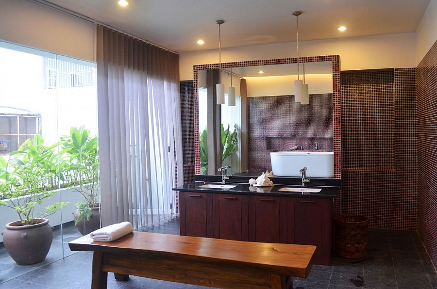 Asian style bathroom with lovely tiles