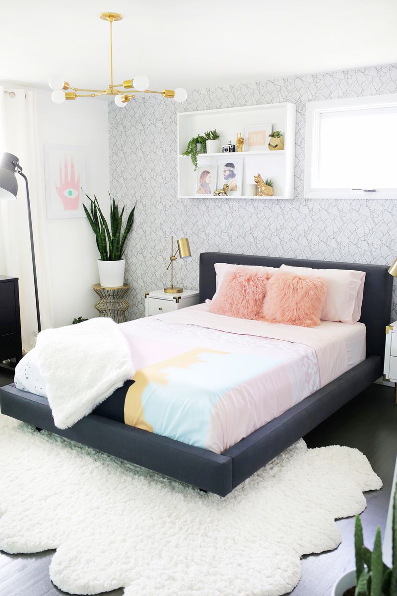 Bedroom makeover featuring potted plants