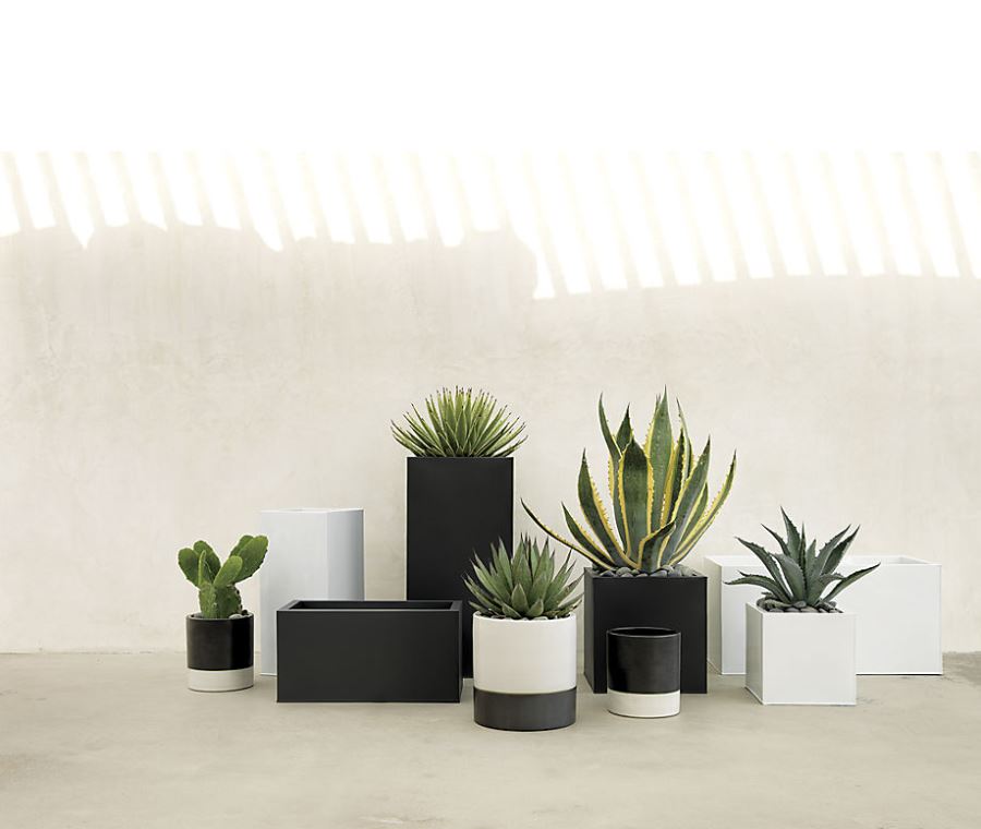 Black and white planters from CB2
