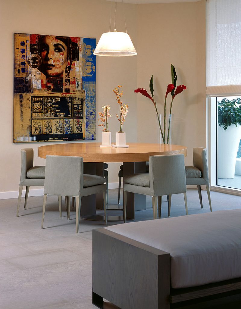 Contemporary dining room with the Romeo Moon S2 Pendant [Design: LKID / Photography: Robert Brantley]