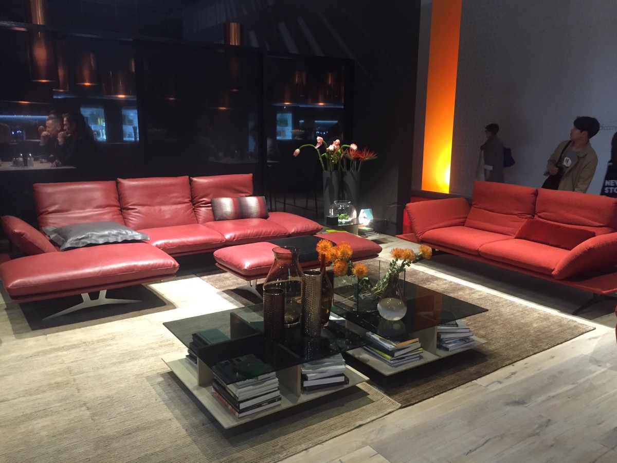 Delightful and dashing modern sofas in red at Salone del Mobile