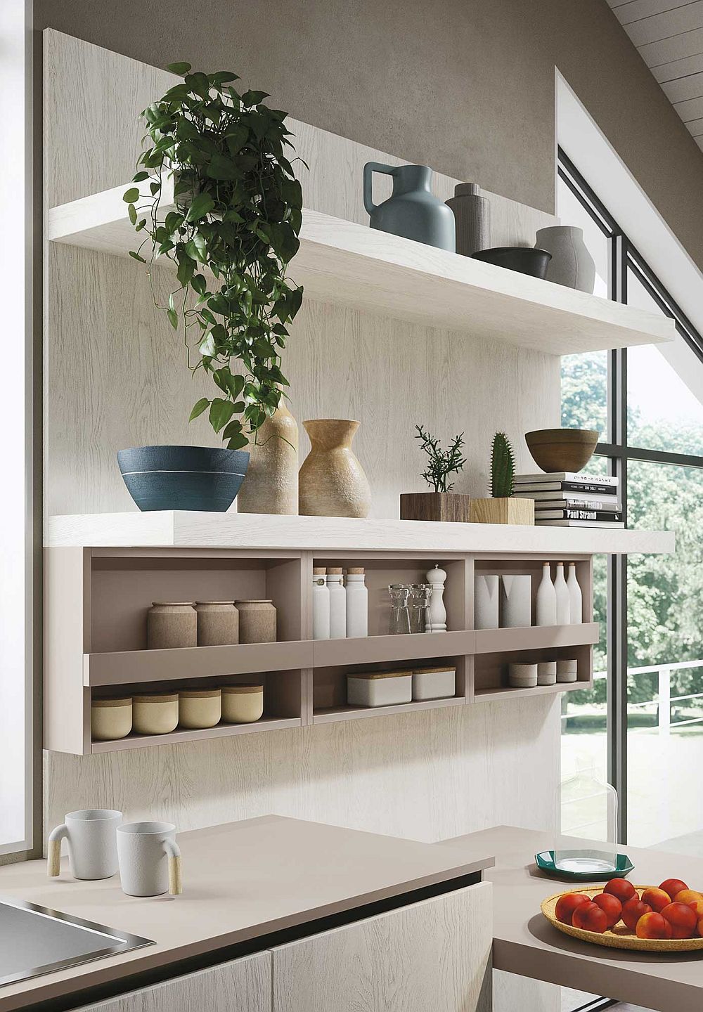 Fabulous open kitchen shelves for the minimal, contemporary kitchen