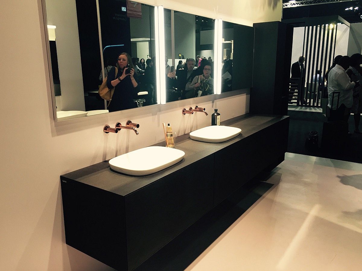 Floating vanity in black by Laufen Bathrooms at Salone del Mobile, Milan