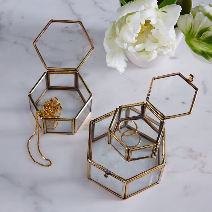 Hexagonal trinket boxes from West Elm