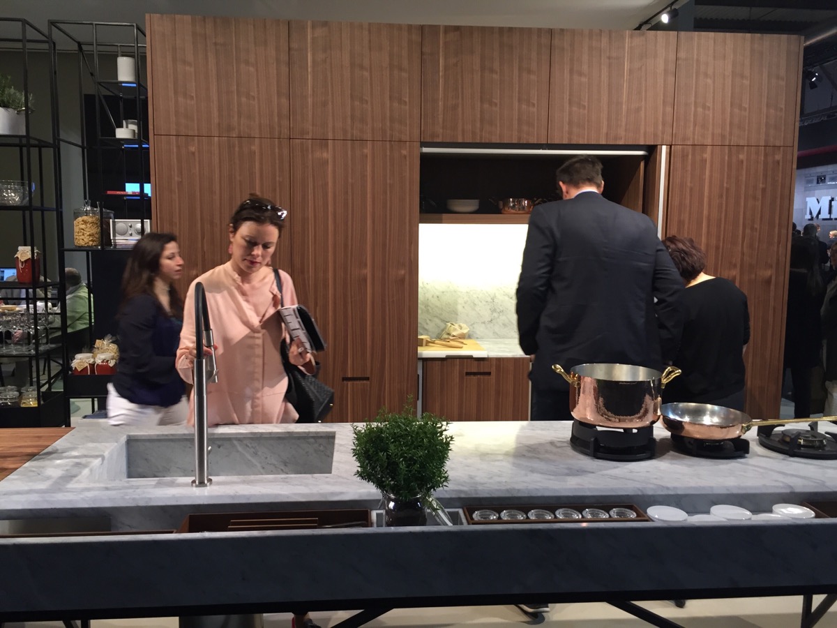 Kitchen island with storage nook from Polaris at EuroCucina 2016