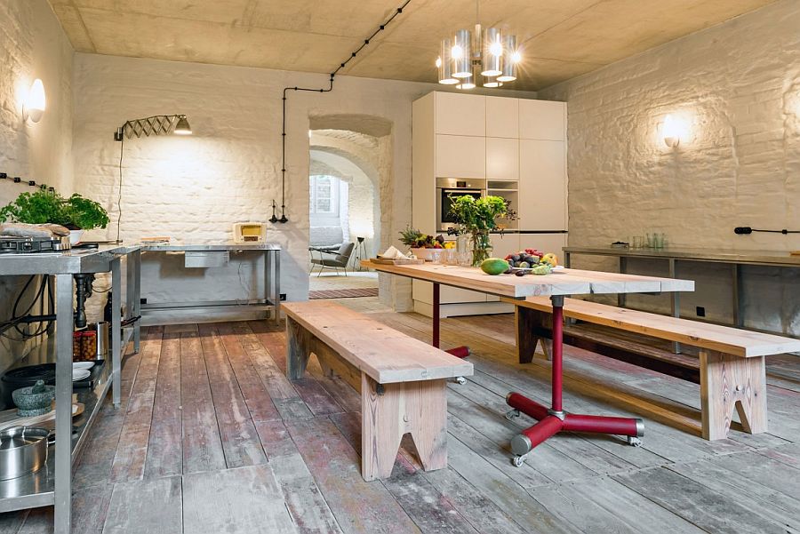 L-shaped kitchen workstation for the rustic modern kitchen with relaxed ambiance