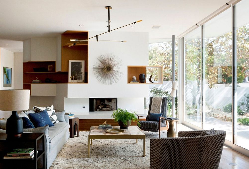 Living room with a shabby chic rug, earthen touches and a relaxing ambiance