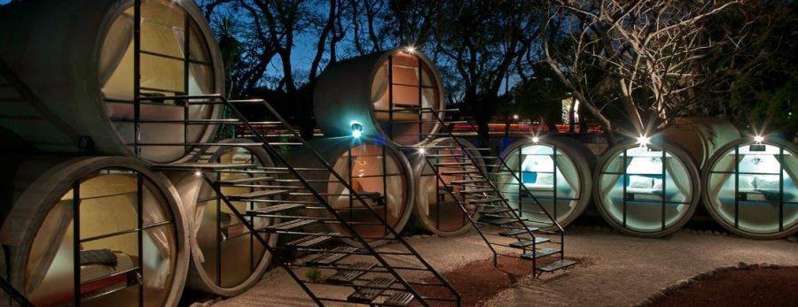 sleeping pods in Mexico's Tubo Hotel