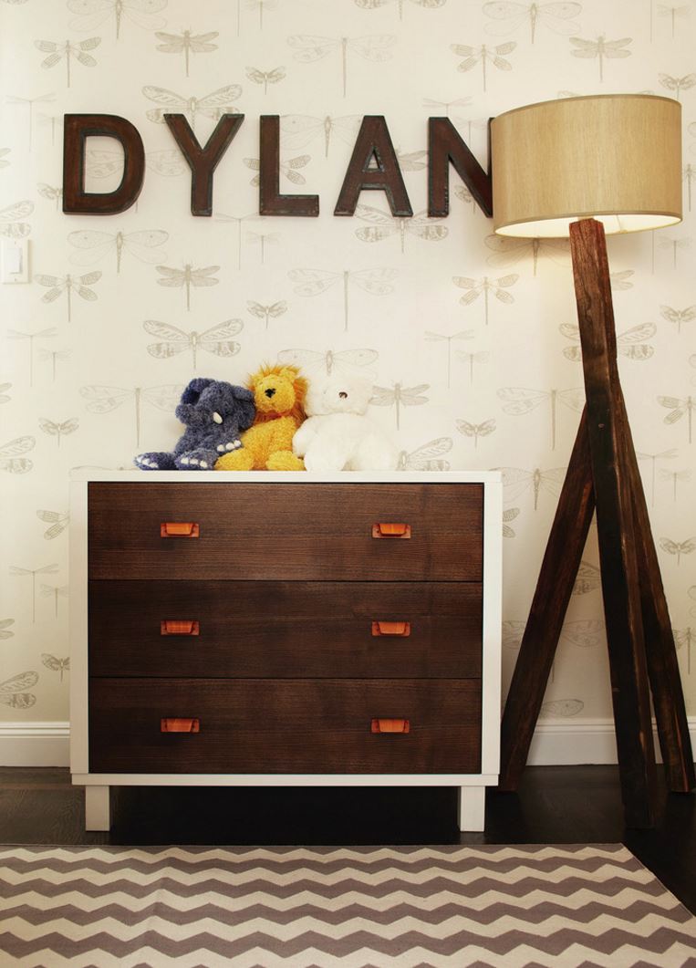 Modern nursery with metal-trimmed letters