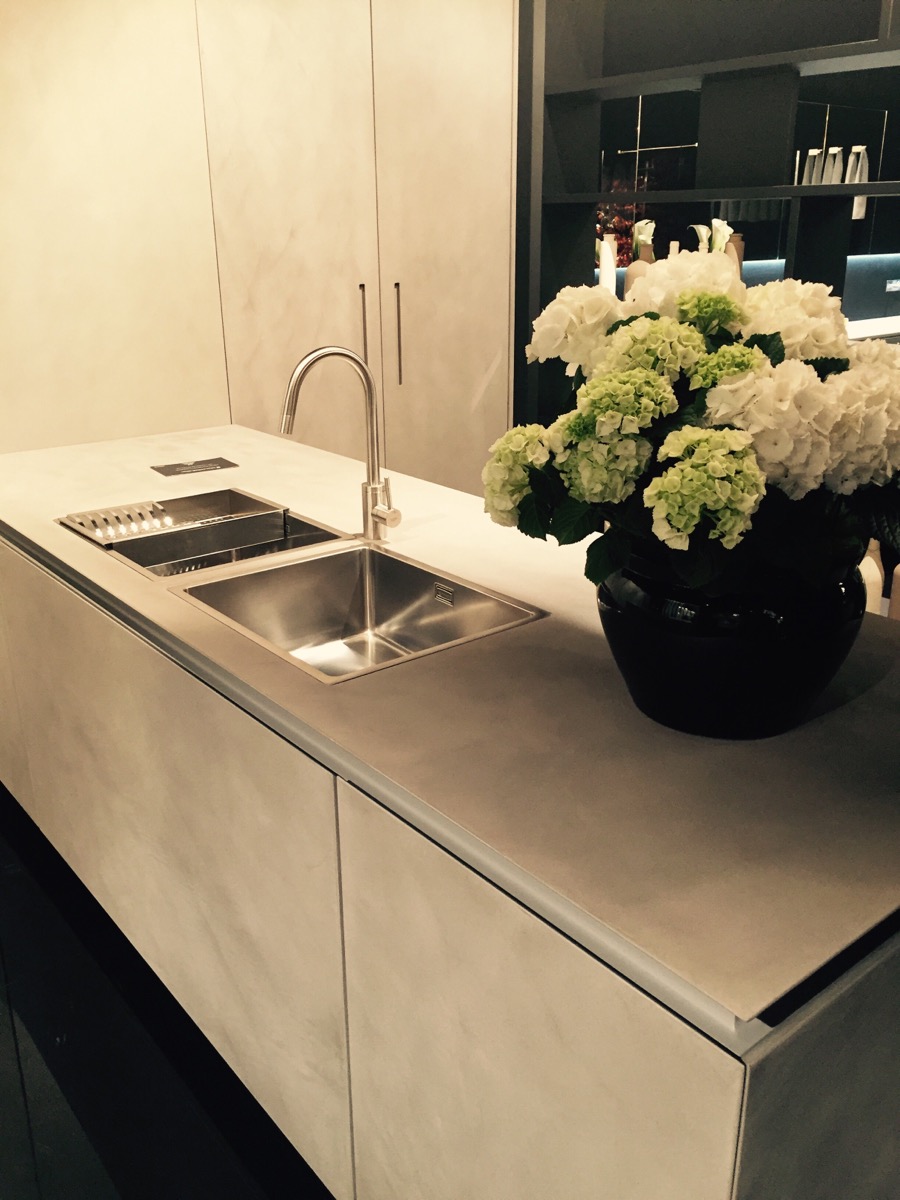 Nifty island design with a stainless steel sink
