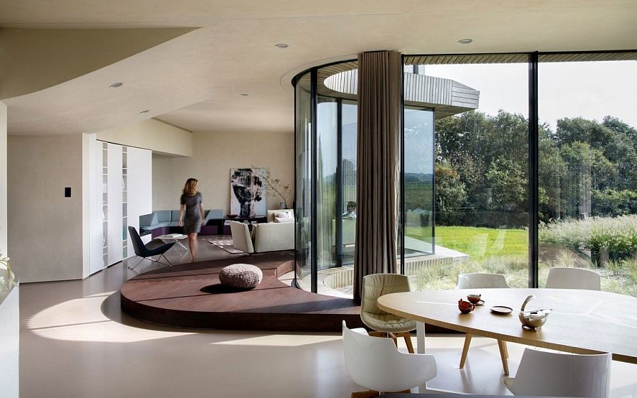 Open living area, dining space and kitchen of the smart home in Holland