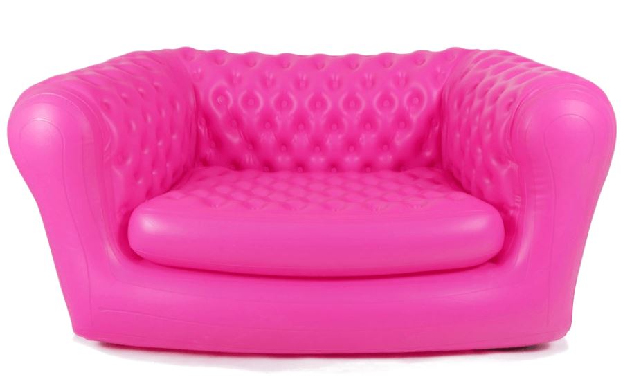 Pink inflatable chesterfield sofa from M2B
