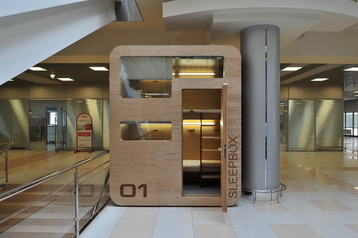 public stacked sleeping pods