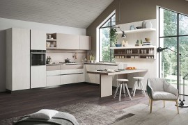 Smart kitchen design with a breakfast counter that takes up little space 270x180 First Kitchen: Modular Freedom Wrapped in Casual Minimalism