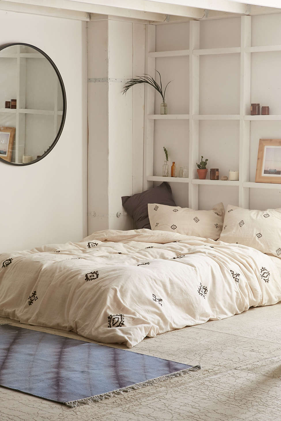 Sparsely decorated bedroom from Urban Outfitters