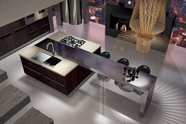 Steel wood and polished surfaces come together inside modern kitchen from Arrital 270x180 Yoshi: Ultra Modern Aesthetics Matched by Cutting Edge Technology