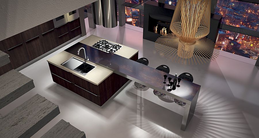 Steel, wood and polished surfaces come together inside modern kitchen from Arrital