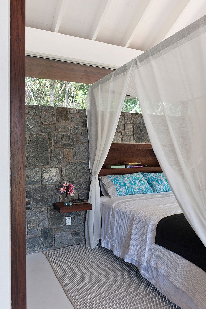 Stone wall of the tropical style bedroom