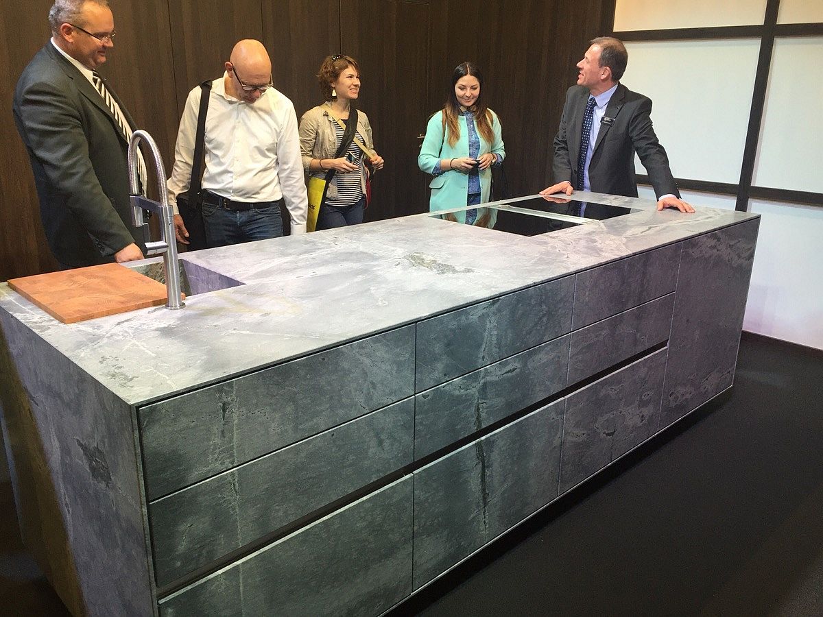 Stunning kitchen islands in granite unveiled by Strasser at EuroCucina 2016