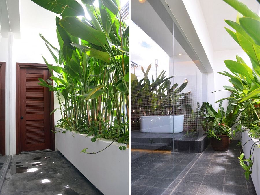 Stunning use of greenery in the modern bathroom