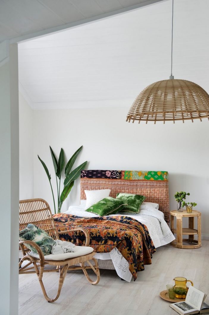 Tropical bedroom with fresh greenery