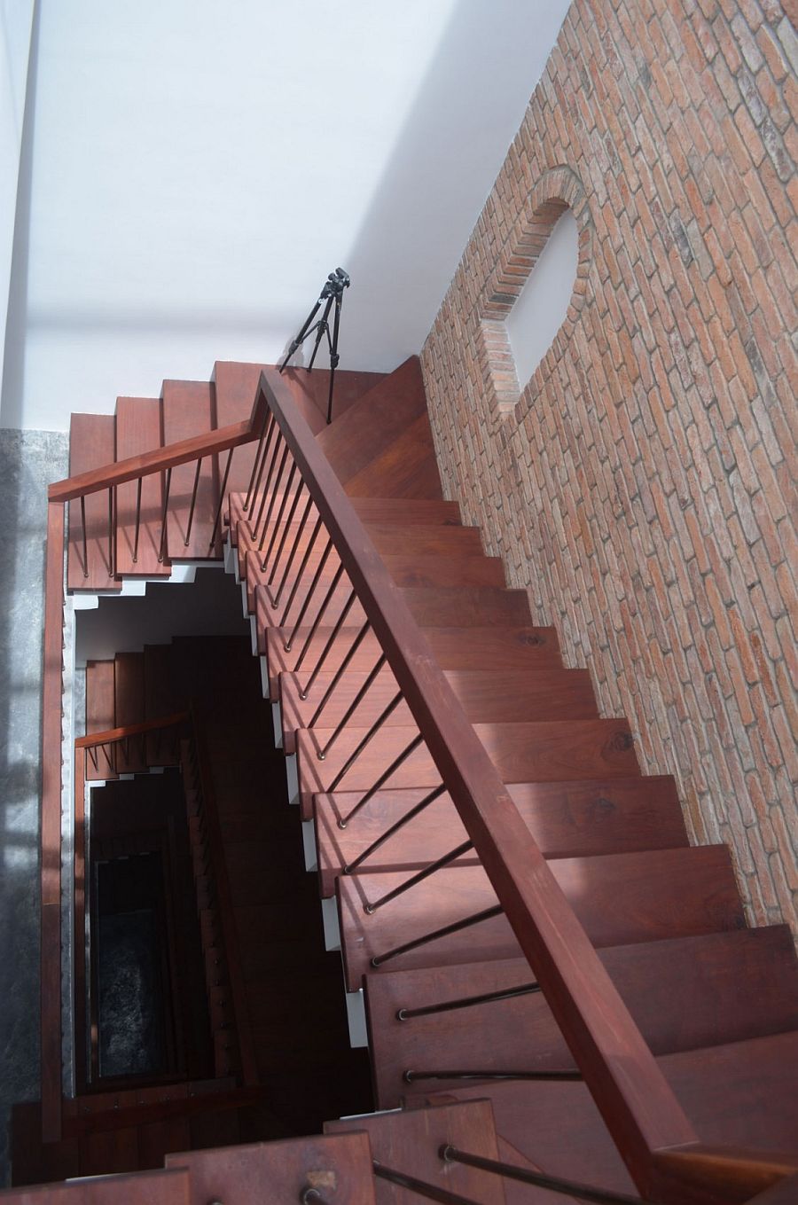 View of the staircase from the top level