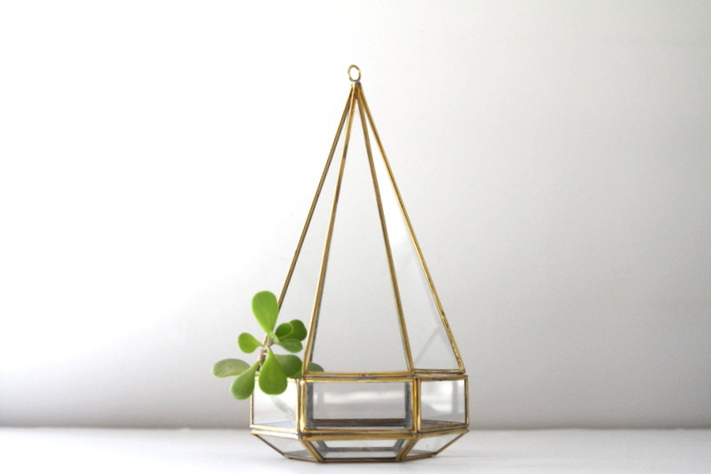 Vintage hanging teardrop terrarium