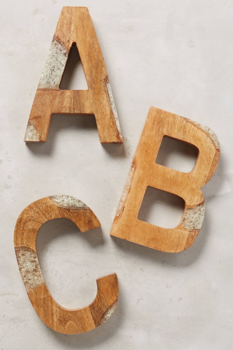 Wood and resin letters from Anthropologie