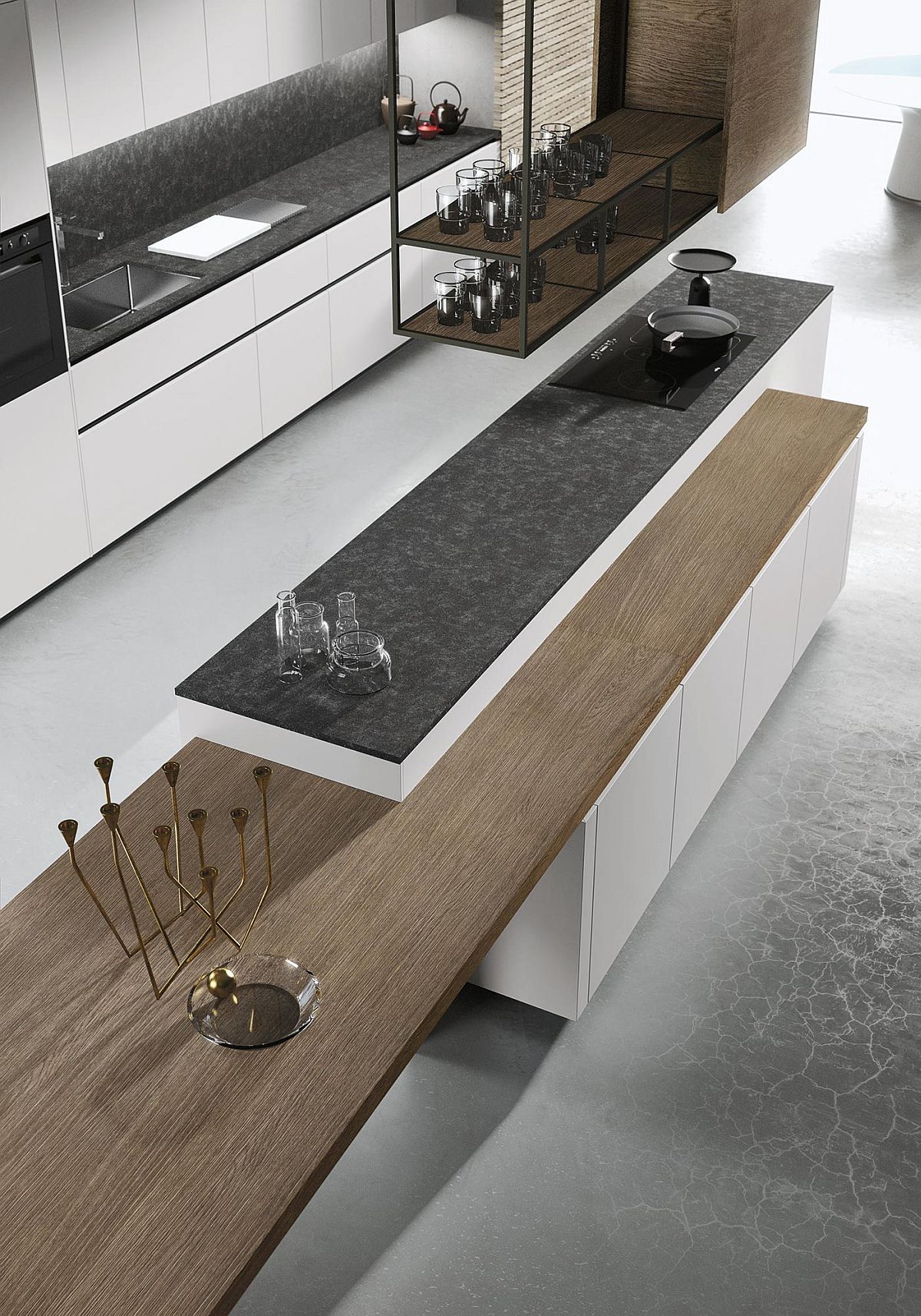 Adjustable and adaptable woodedn worktop for the Look Kitchen