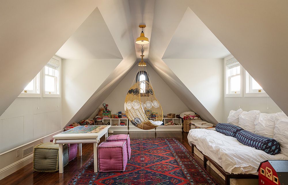 Attic kids' bedroom with soothing shabby chic style