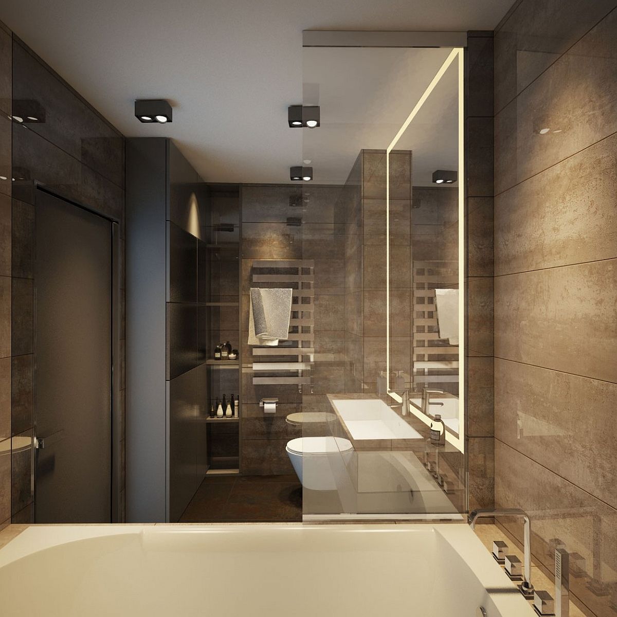 Austere and relaxing modern bathroom design