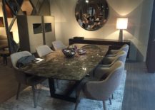 Beautiful dining tables with stone tops are once agian in fashion 217x155 40 Dining Room Ideas That Caught Our Eye at Milan 2016