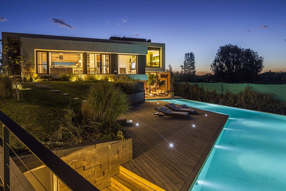 Beautifully lit home and pool area of Casa Rampa