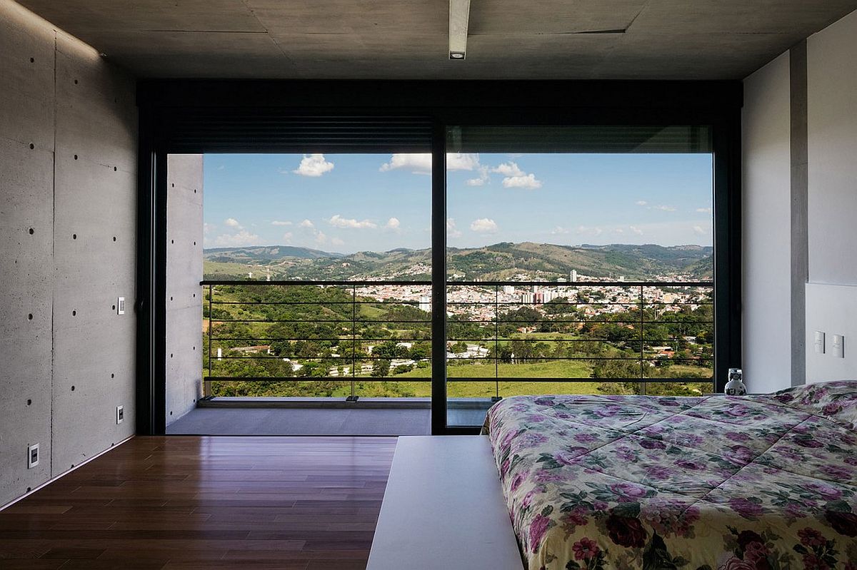 Bedrooms on the second level of the expansive Brazilian home