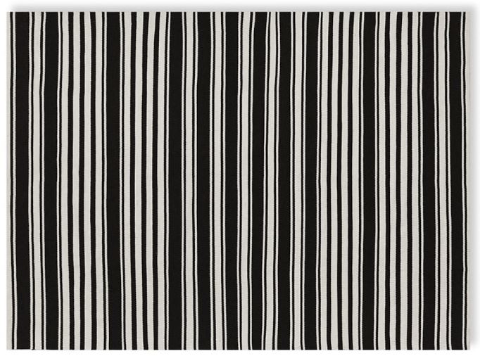 Black and white striped rug from Williams-Sonoma